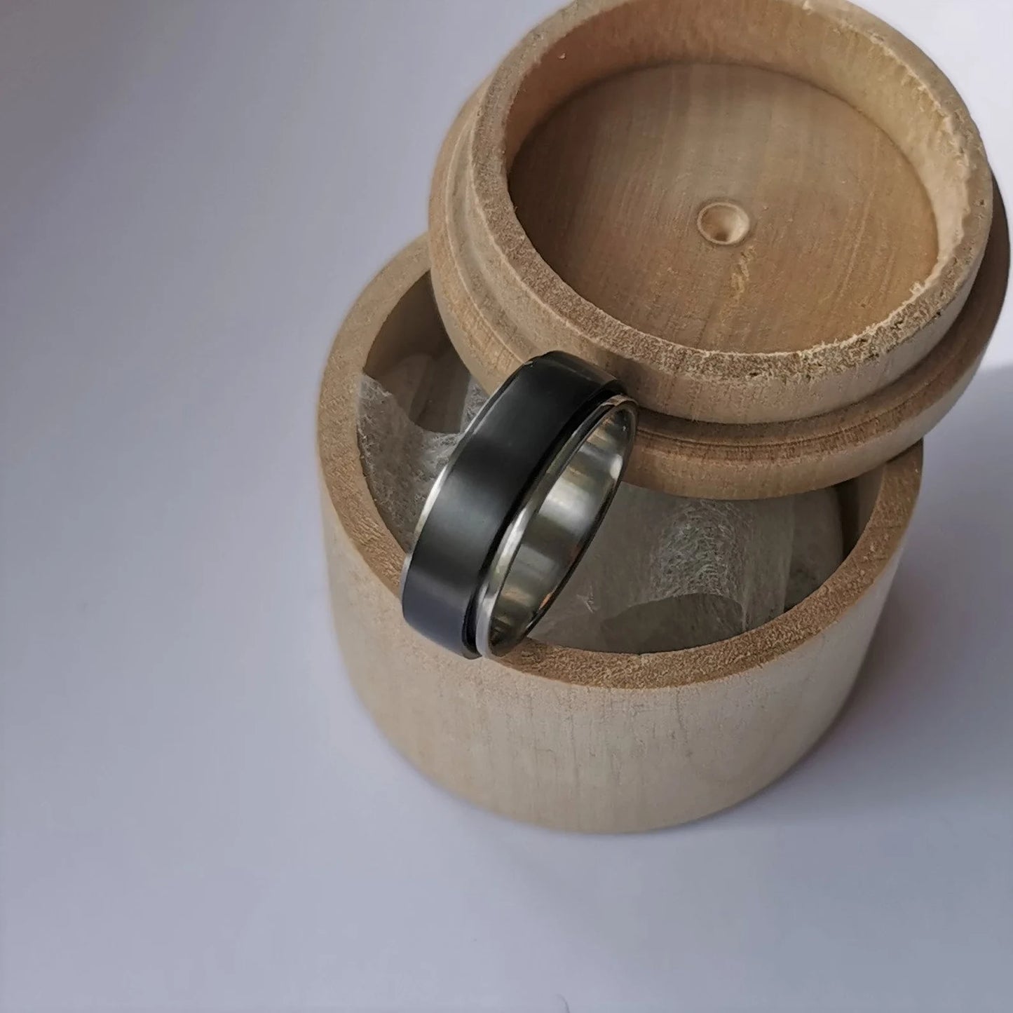 Unique Handmade Black Zirconium and Titanium Spinner Ring.