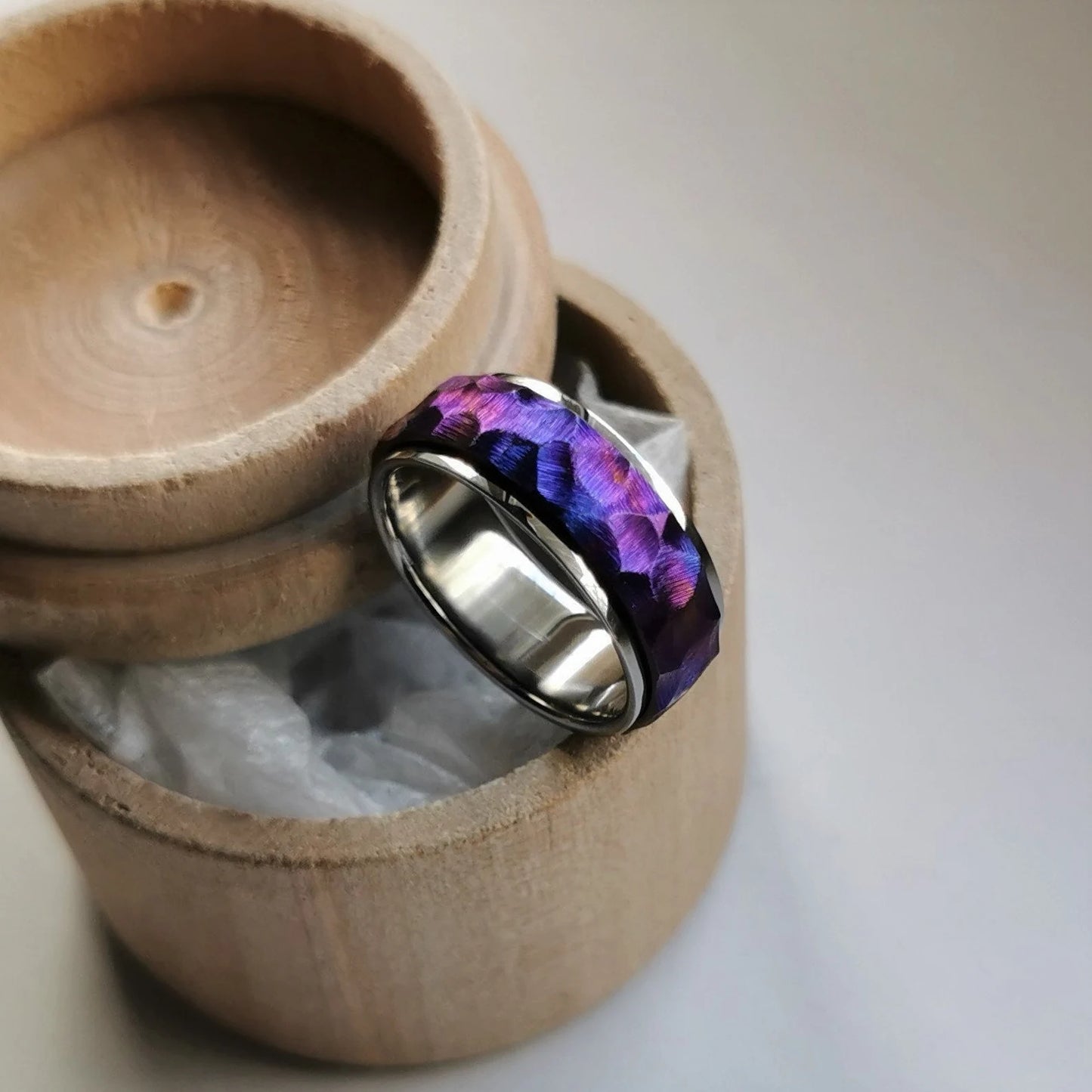 Unique Handmade Anodized Titanium Spinner Ring "The Void".