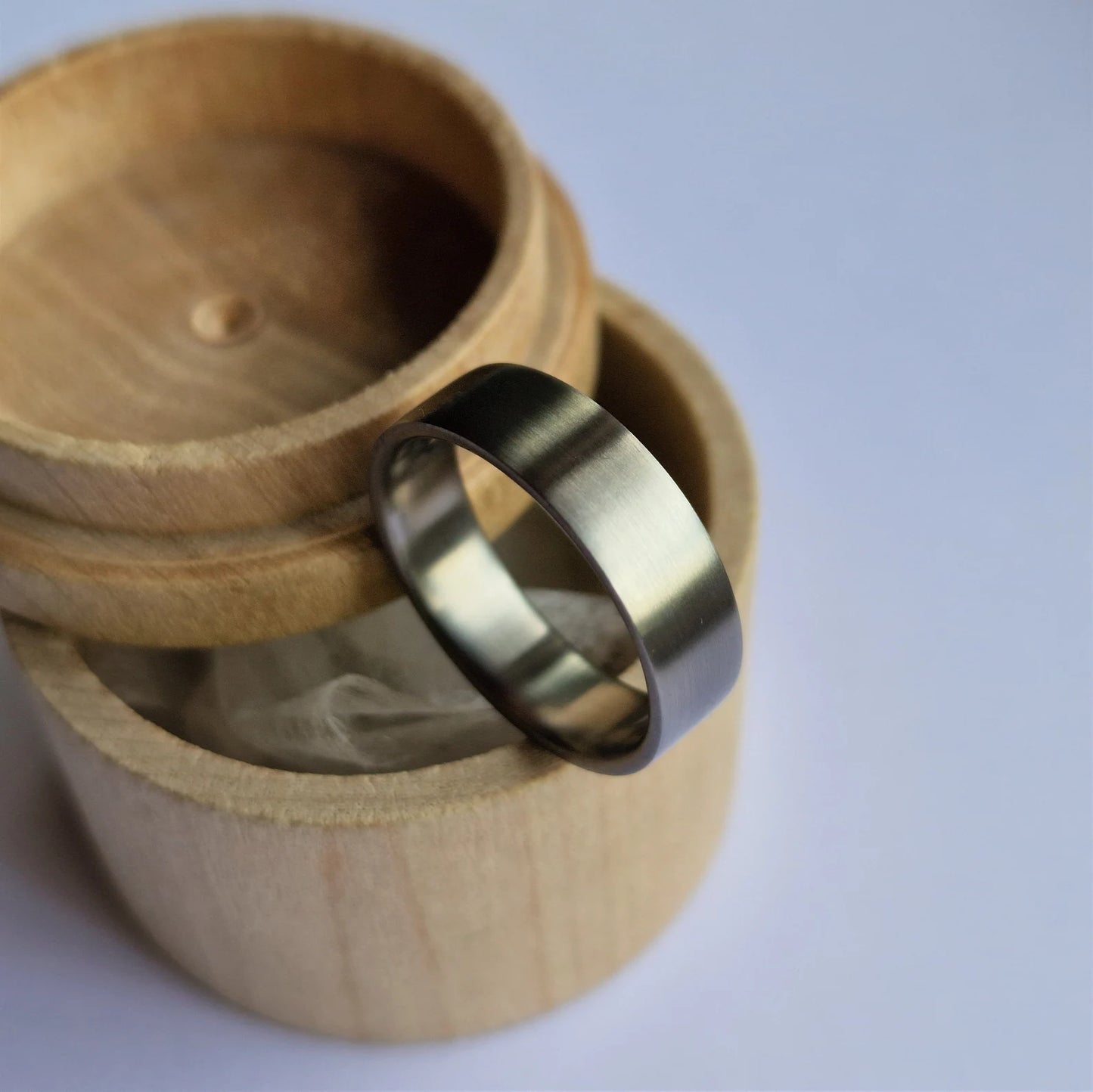 Men's Wedding Ring. Minimalist Brushed Titanium Band.