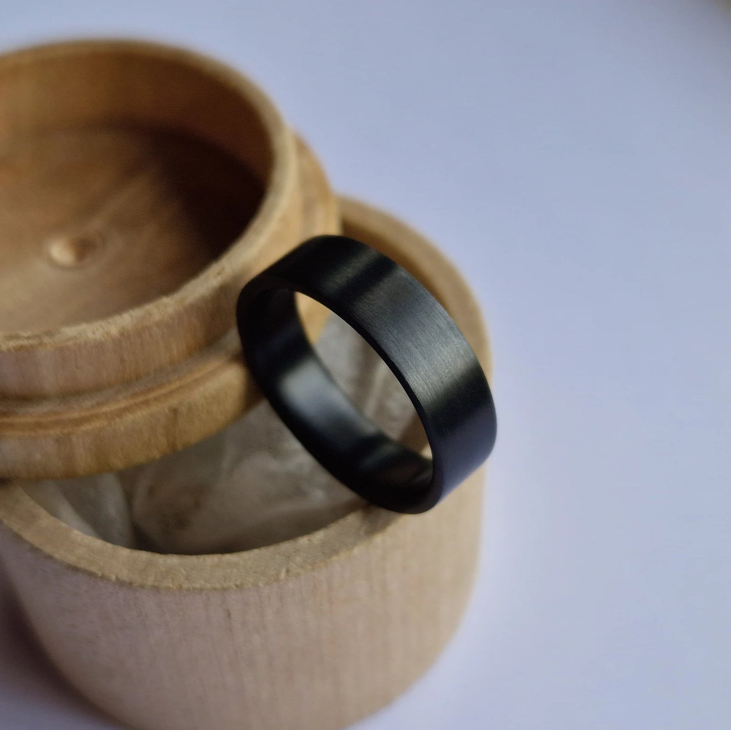 Men's Wedding Ring. Minimalist Black Zirconium Band.