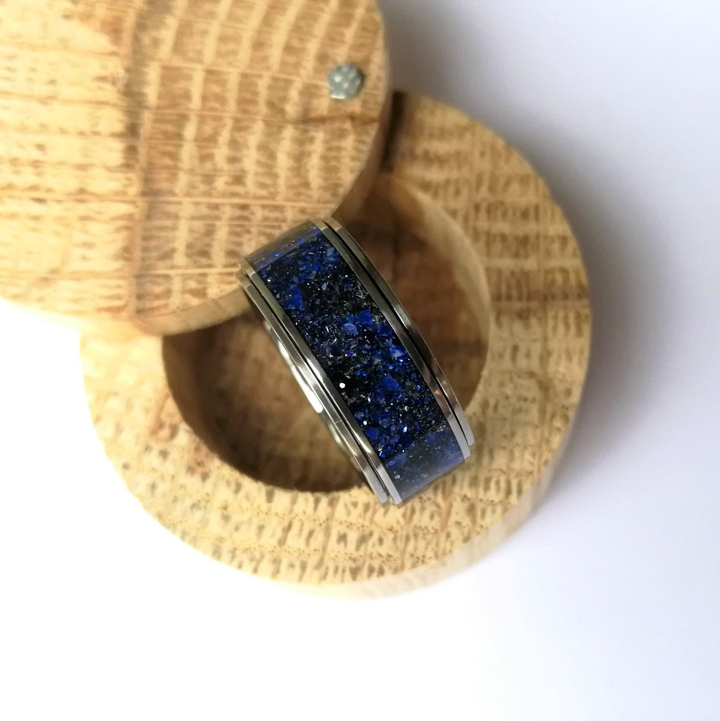 Unique Handmade Titanium Spinner Ring "Night's Sky".