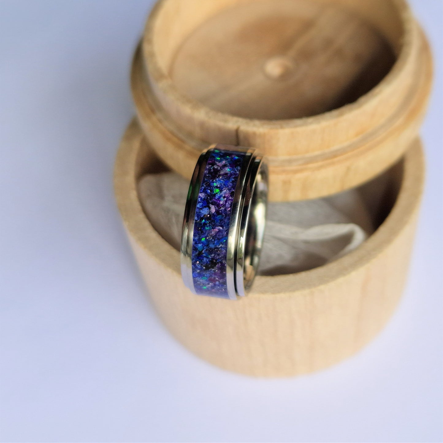 Unique Handmade Titanium Spinner Ring "Nebula".