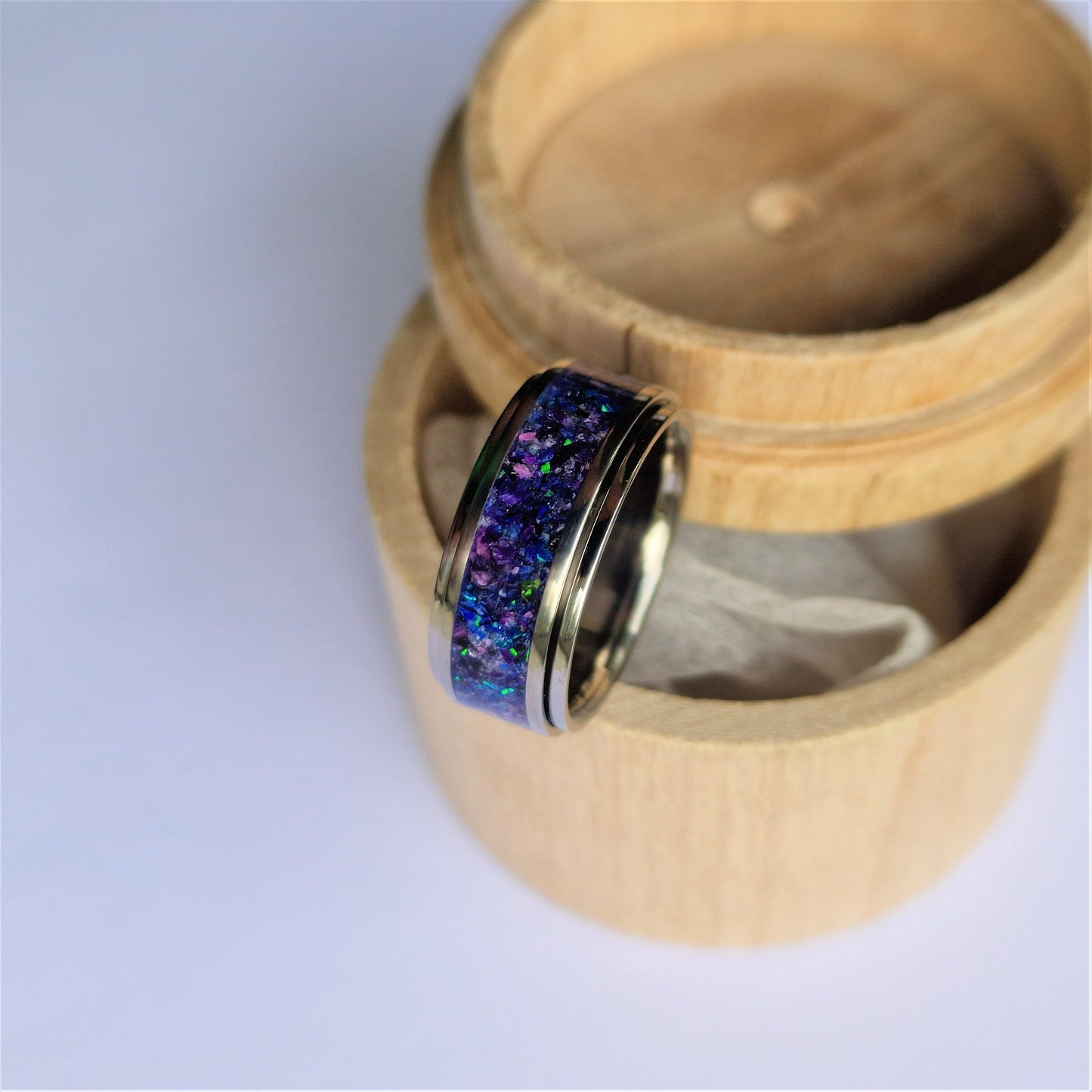 Unique Handmade Titanium Spinner Ring "Nebula".
