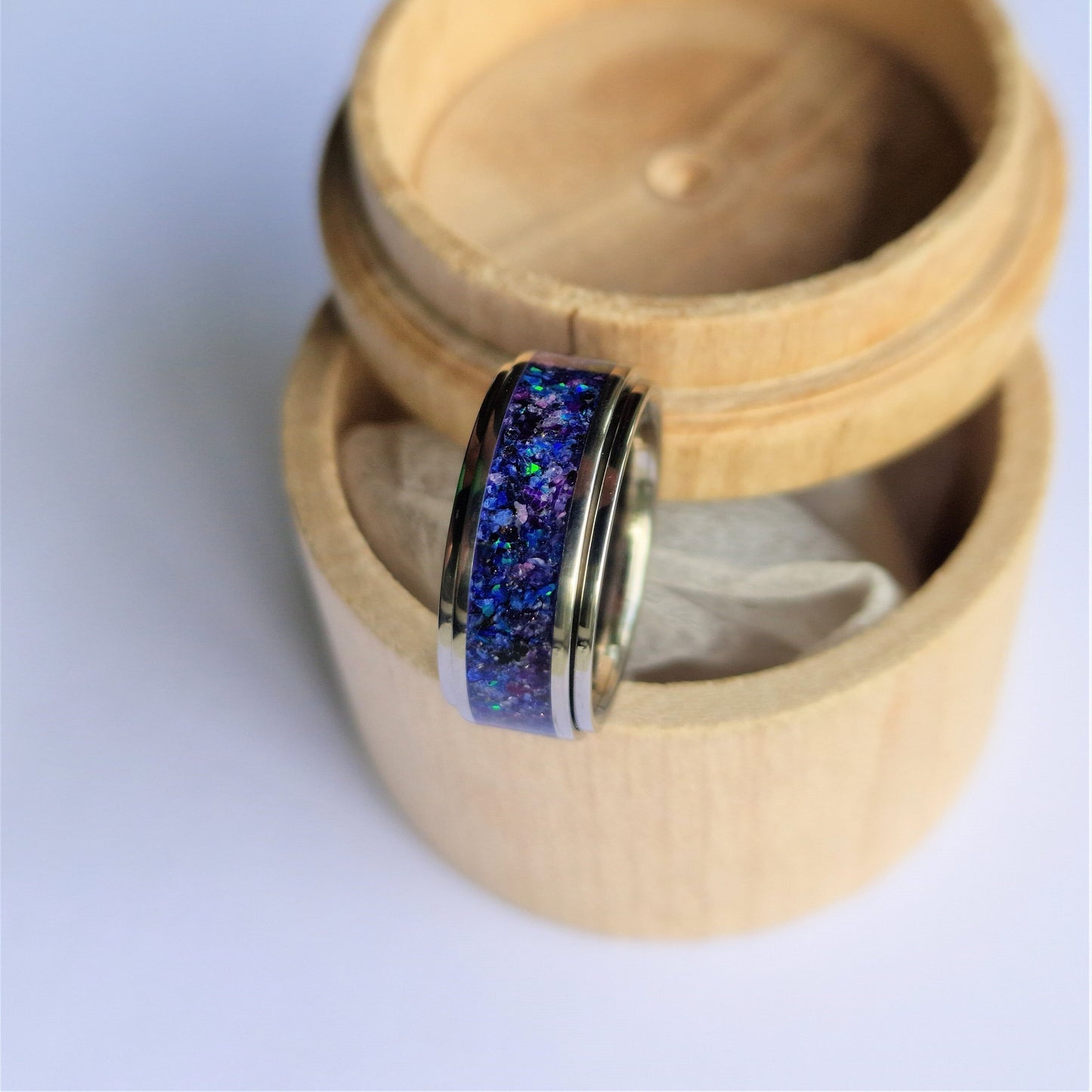 Unique Handmade Titanium Spinner Ring "Nebula".
